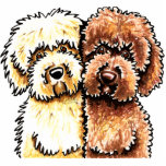 Creme Chocolate Labradoodles Fotoskulptur Magnet<br><div class="desc">Handgezeichnete Tinte und Bleistift-Illustration von Creme und Schokolade Labradoodles von Off-Leash Art. Beliebte Geschenkidee für Liebhaber dieser Lieblingsrasse.Klicken Sie auf den orangefarbenen Button "Anpassen!",  um Text hinzuzufügen oder die Hintergrundfarbe zu ändern.</div>