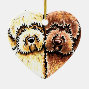 Creme Chocolate Labradoodles Keramikornament