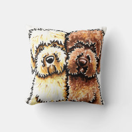 Creme Chocolate Labradoodles Zeichnend Kissen