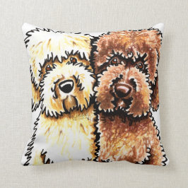 Creme Chocolate Labradoodles Zeichnend Kissen