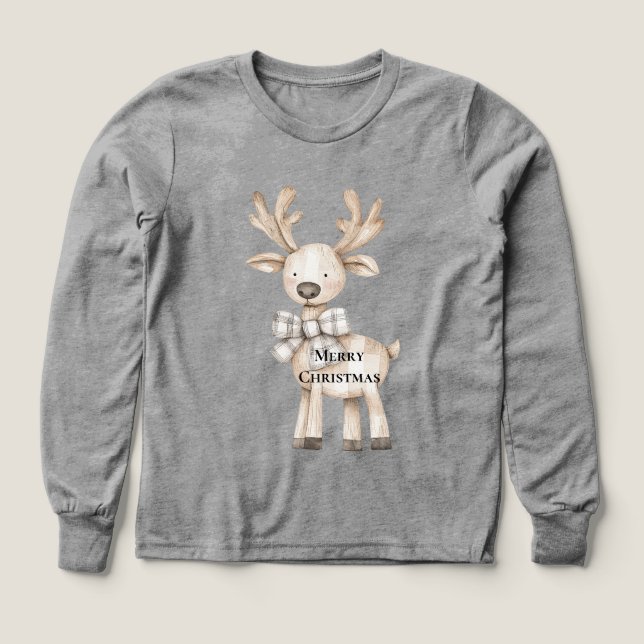 Creme Christmas Reindeer Kariert Bow (Design Vorderseite)