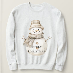 Creme Christmas Reindeer Kariert Bow Sweatshirt