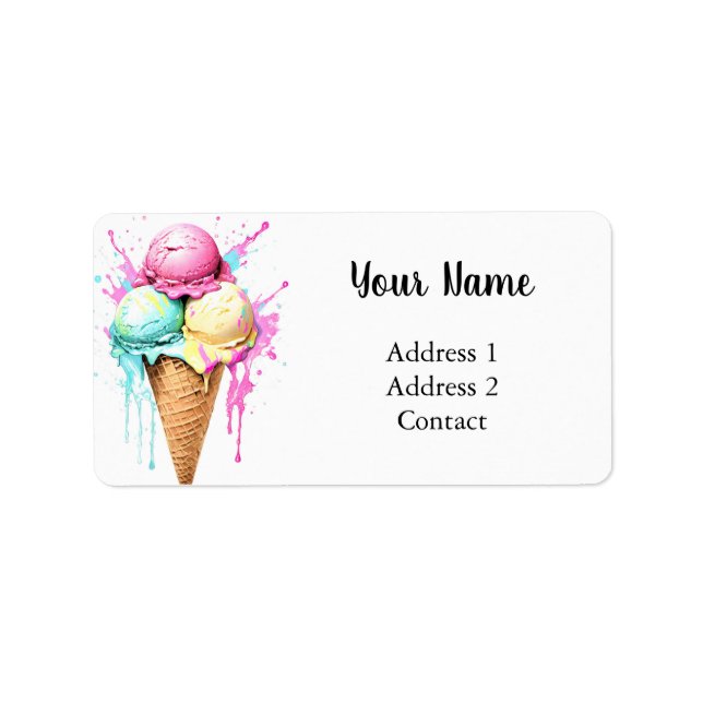 Creme Cone Sweet Fresh Address Label Adressaufkleber (Vorne)