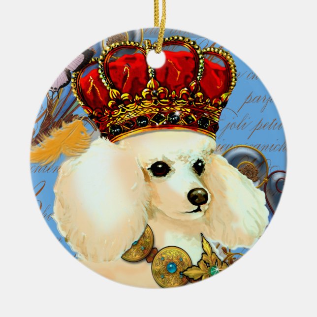 Crème d'abricot Poodle Roi ornement de Noël (Devant)
