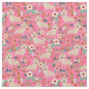 Creme-Dackel-Hunde rosa Vintage Blüten Stoff