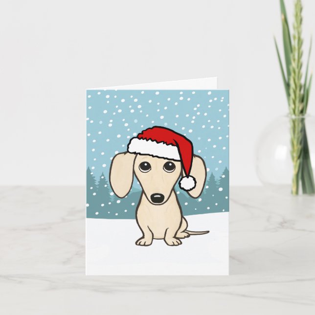Creme Dackel Santa Dackel Hund Weihnachten (Vorderseite)