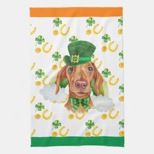Creme Dackel Wohngestaltung St Patricks Day Geschirrtuch