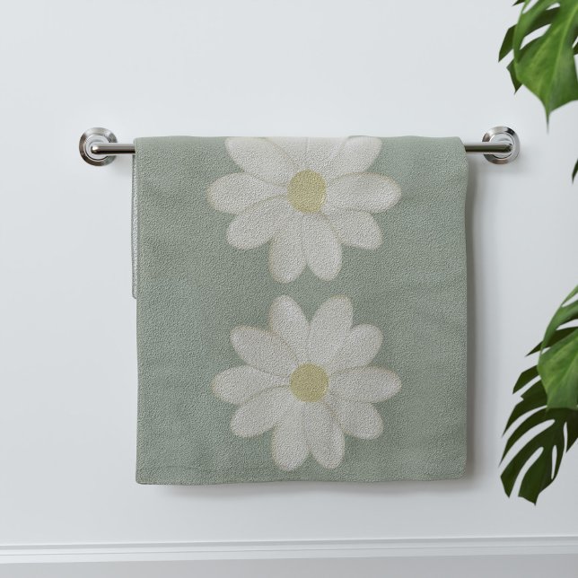 Creme Daisy Sage Grünes Handtuch (A pretty sage green cream daisy hand towel just for you)