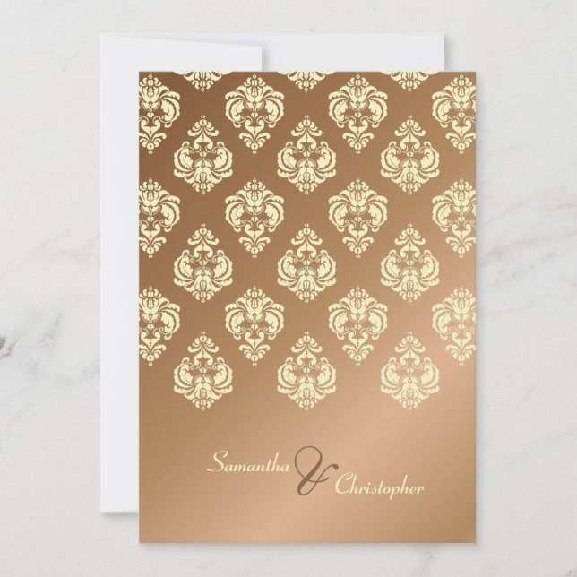 Creme Damask/Imitate Hochzeitsfeiern Einladung (Vorderseite)