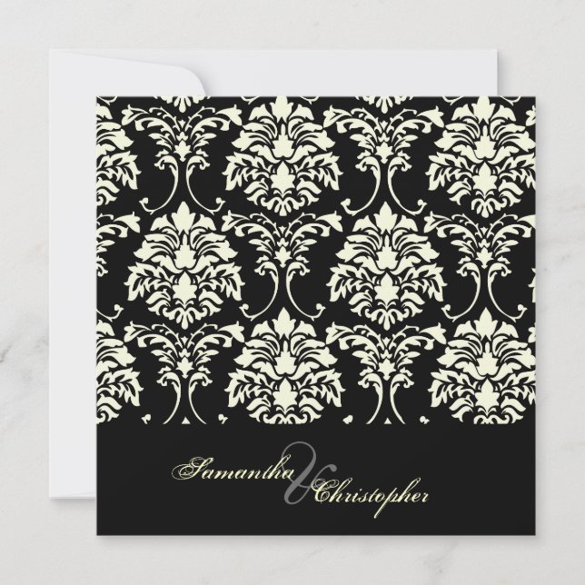 Creme-Damast, individuelle Hochzeitseinladungen Einladung (Vorderseite)