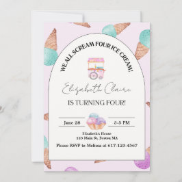 Crème de glace 4e anniversaire Invitation