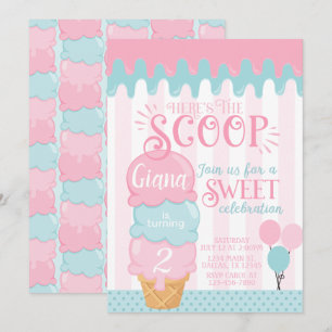 Crème de glace Anniversaire Fête Invitation Cône d
