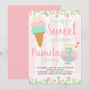 Crème de glace Anniversaire Fête Invitation Invita