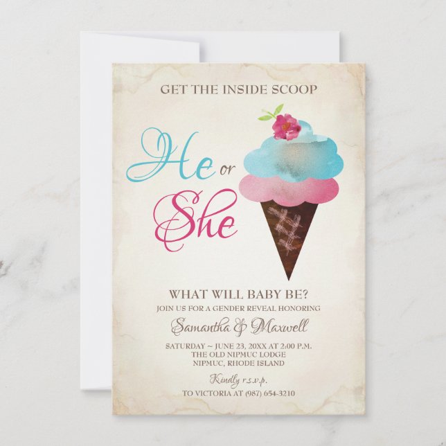 Crème de glace Genre Reveillez Invitation - Petite (Devant)