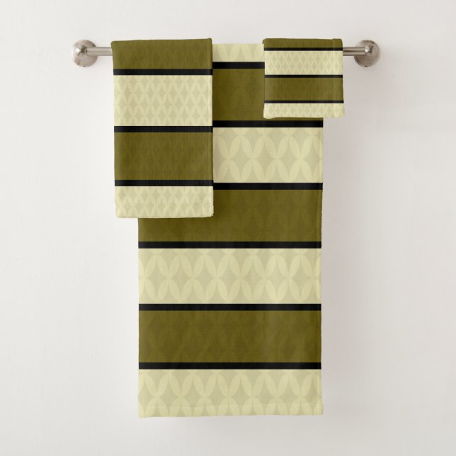 Crème d'olive Diamond Stripes Ensemble De Serviett (En situation)