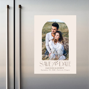 Creme Einfaches modernes Foto Save the Date Magneteinladung