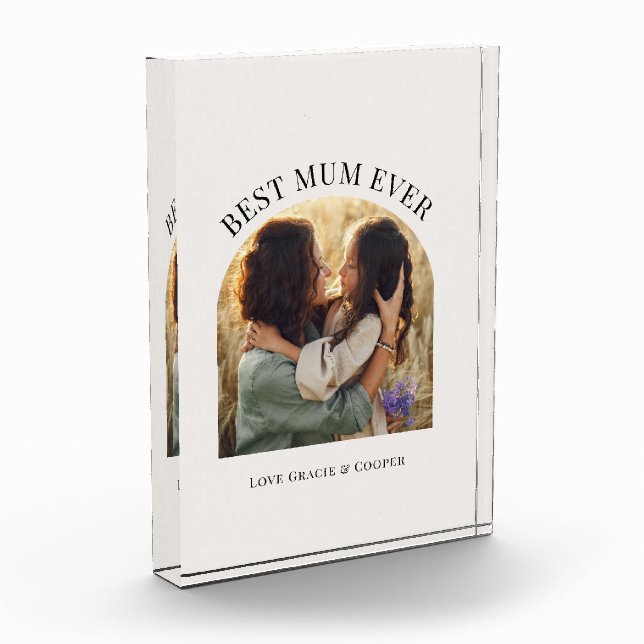 Creme elegante Foto Typografie beste Mum (Links)