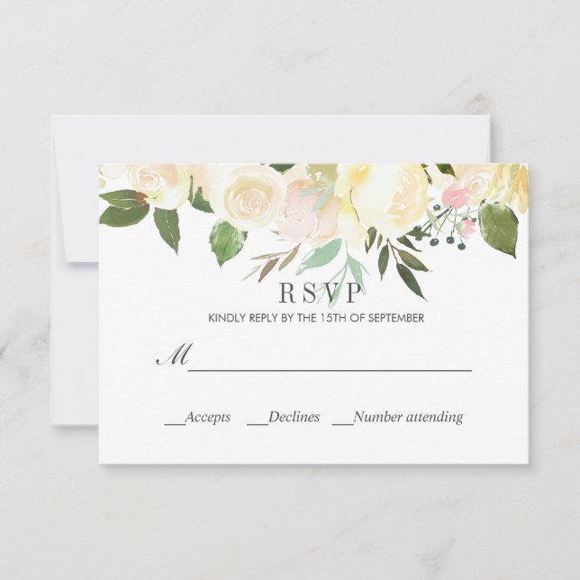 Crème et gris | Printemps classique MARIAGE RSVP (Devant)