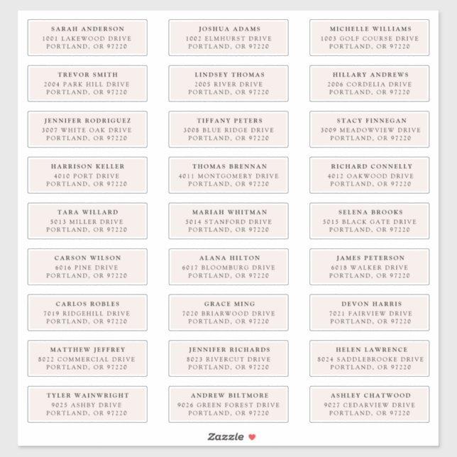 Crème | Étiquettes de adresse individuels (Feuille)