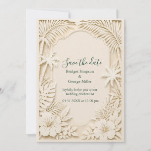 Creme-farbene Hawaii-Blumenhochzeit mit falschen A Einladung