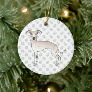 Creme-farbener Italienischer Windhund Süßer Cartoo Keramik Ornament