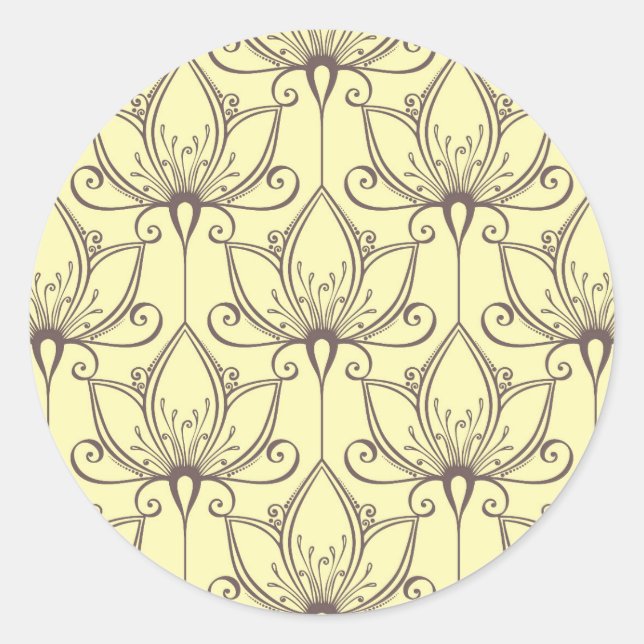 Creme Floral Muster Runder Aufkleber (Vorderseite)