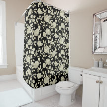 Creme Floral Toile auf Schwarz