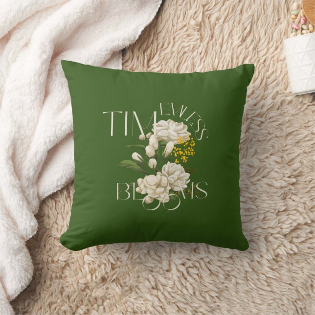 Creme floral zeitlose Blüten werfen Kissen (Decke)