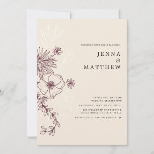 crème florale élégante invitation à mariage