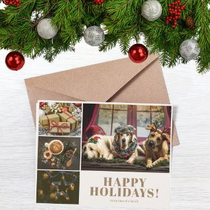 Creme Foto Collage Neujahrs-Weihnachtsgruß Feiertagskarte