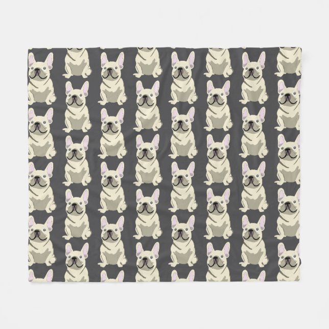 Creme-Französische Bulldogge Fleecedecke (Vorderseite (Horizontal))