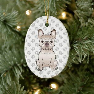 Creme-Französische-Bulldogge / Französische-Bulldo Keramik Ornament