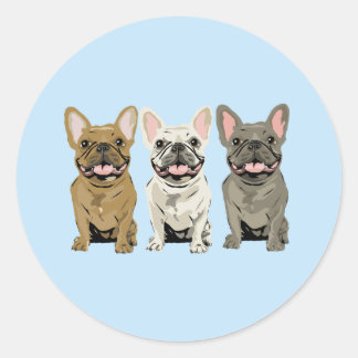 Creme-Französische Bulldogge,  Runder Aufkleber