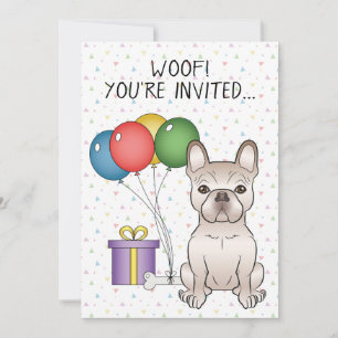 Creme French Bulldog Niedlicher Cartoon Dog Geburt Einladung