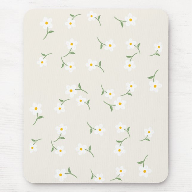 Creme-Gänseblümchen-Blumen-Mauspad  Mousepad (Vorne)
