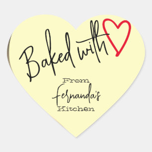 Creme gebacken mit Liebe Backen aus der Küche von Herz-Aufkleber