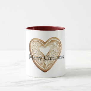 Creme-Gingerbrot-Weihnachtsherz Tasse