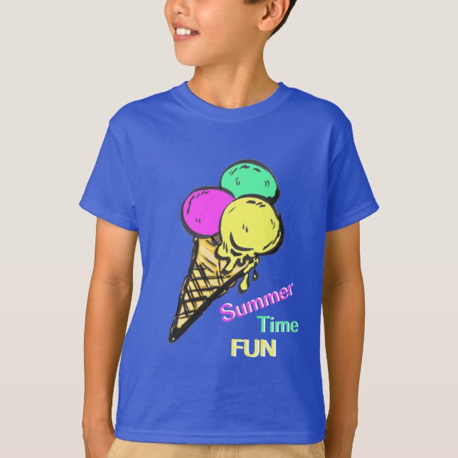 Crème glacée Blanc Couleur Été Fun T-shirt (Devant)