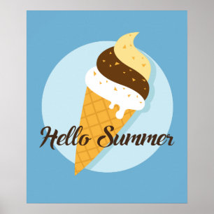 Crème glacée Bonjour affiche couleur personnalisée