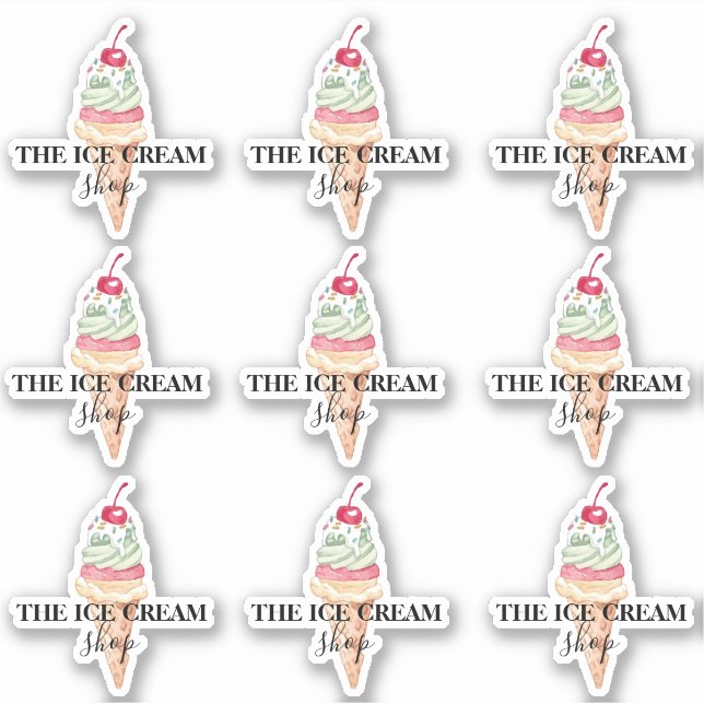 Crème glacée Boutique Logo autocollants (Devant)