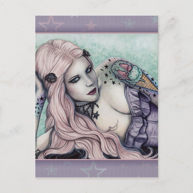 Crème glacée bubblegoth Tattoos Girl pastel carte  (Devant)