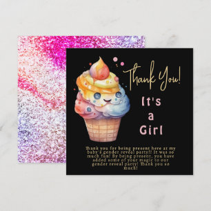 Crème glacée C'est une fille Carte de remerciement