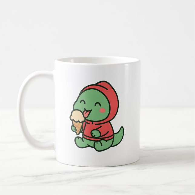 Crème glacée Cute Dinosaur - Mug de café amusant / (Gauche)