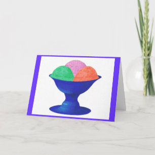 Crème glacée dans le bol bleu, invitation à la fêt