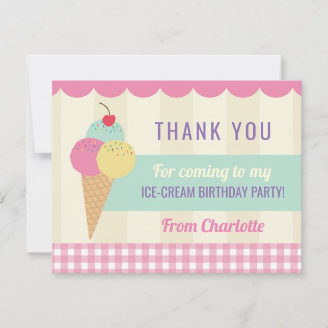 Crème glacée de carte d'invitation de Merci de (Devant)