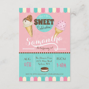 Crème glacée douce Invitation de fête d'anniversai