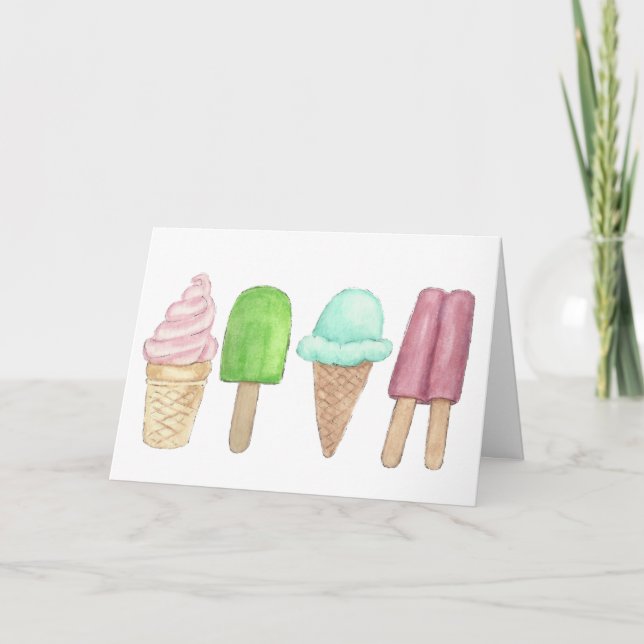 Crème glacée et carte de voeux de Popsicle (Devant)