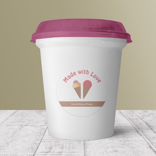 Crème glacée faite avec Sticker Étiquette d'amour (Ice Cream Made with Love Label Sticker)