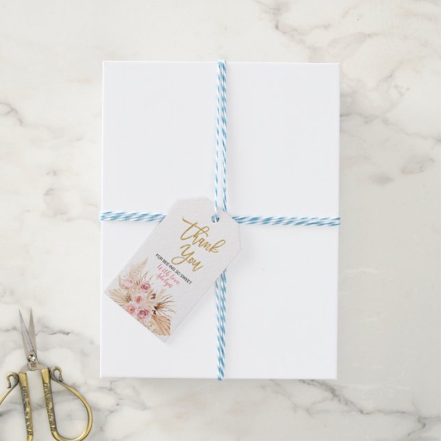 crème glacée Merci baby shower Boho étiquettes de  (Avec de laficelle)
