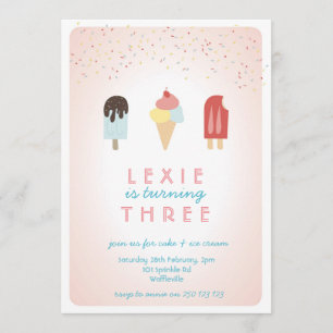 Crème glacée & Popsicle Summer Invitation Rose